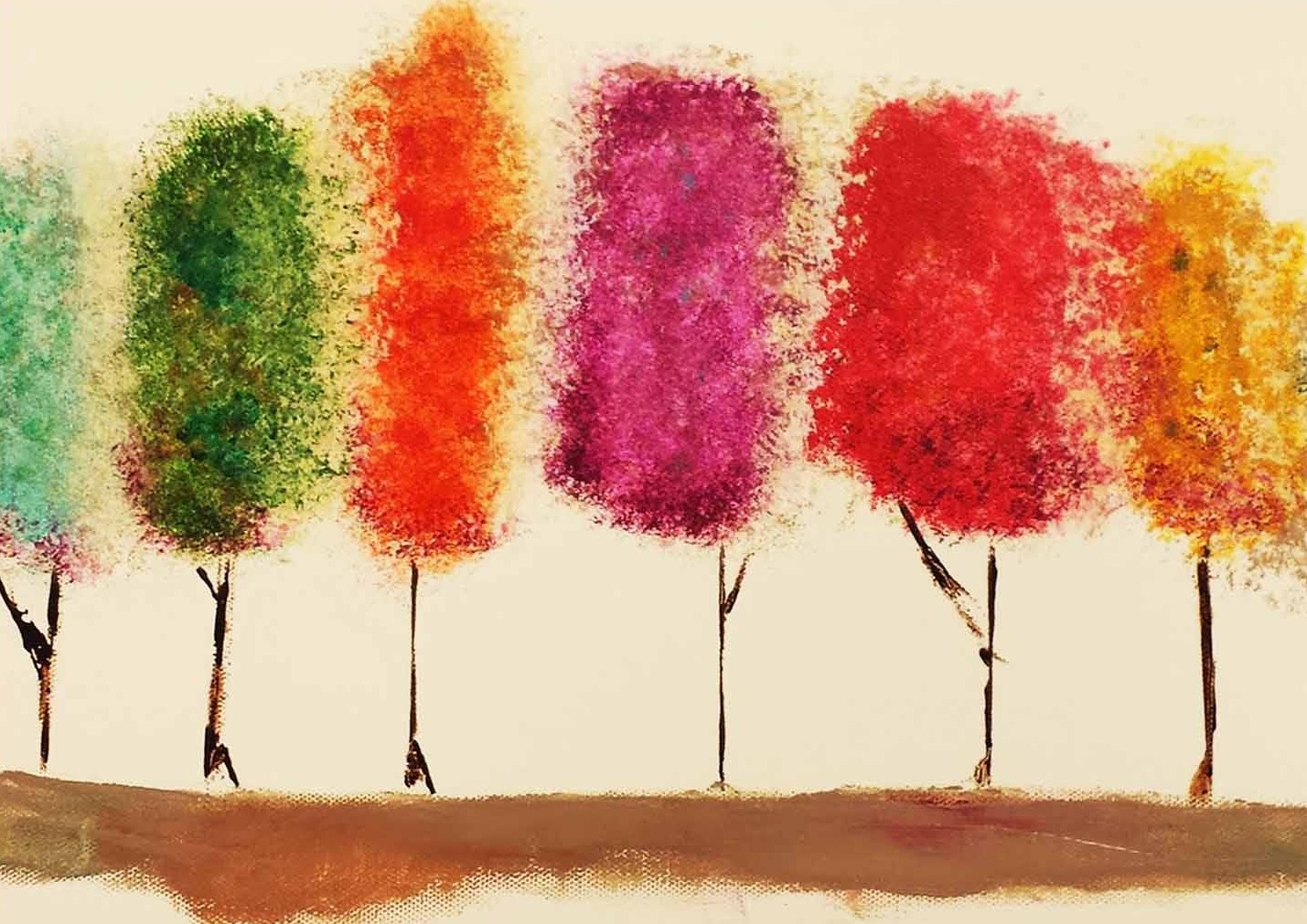 Renkli Ağaçlar Modern Sanat