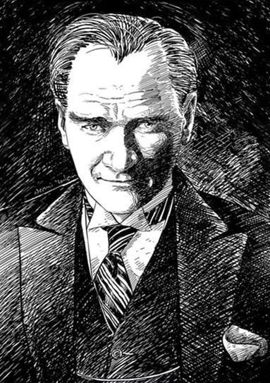 Atatürk Çizim Siyah Beyaz