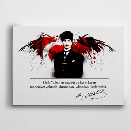 Atatürk Tablosu Türk Bayrağı ve Atatürk