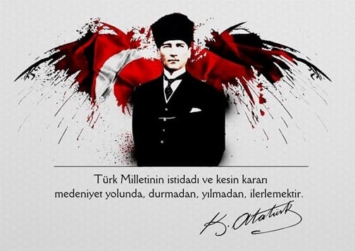 Atatürk Tablosu Türk Bayrağı ve Atatürk