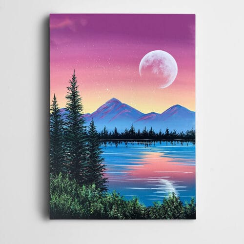 Çam Ağaçları Göl Dağlar Ay