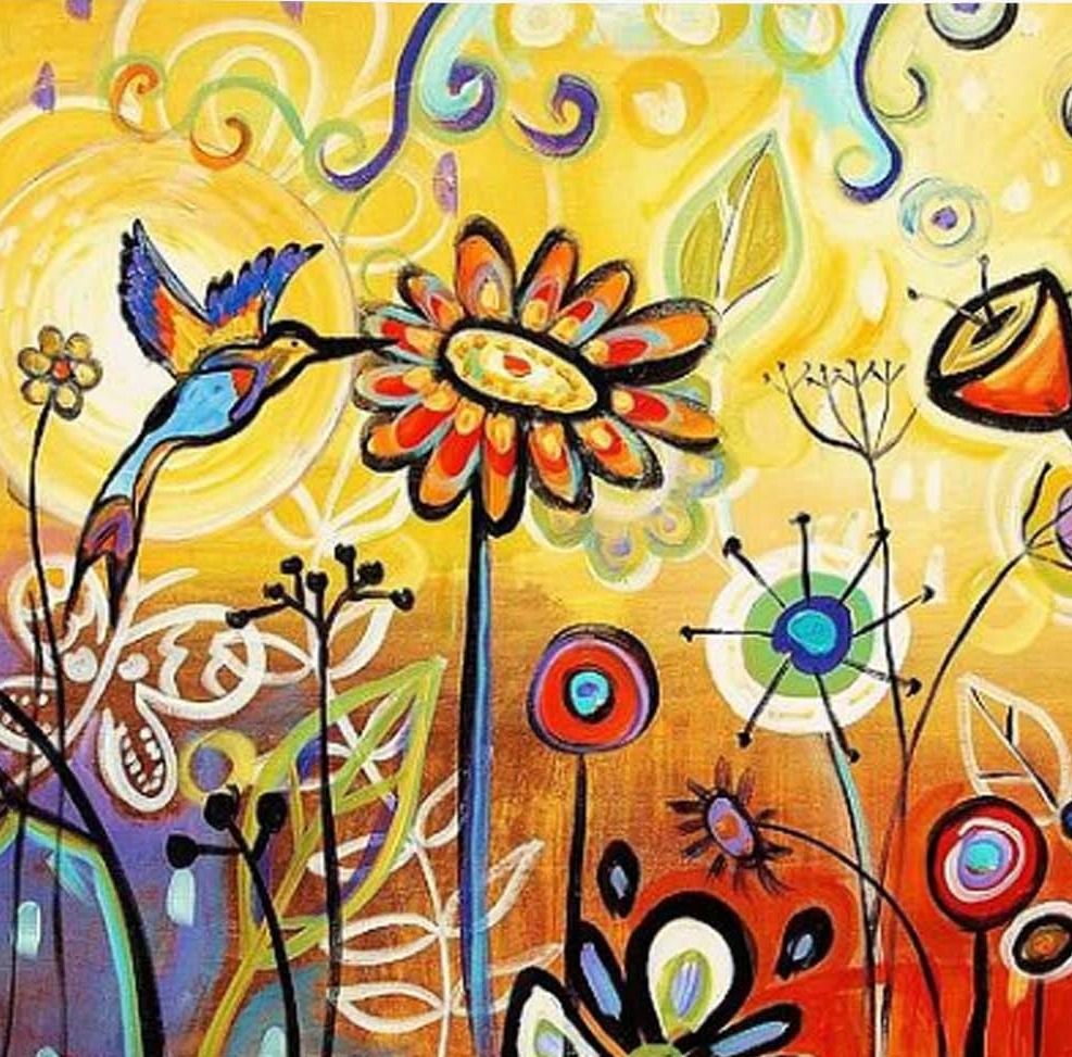 Çiçekler Modern Sanat Kare