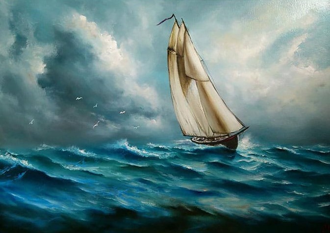 Dalgalı Deniz Ve Bulutlar