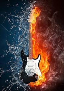 Elektro Gitar Ateş ve Su Tablosu