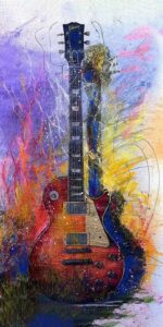 Elektro Gitar Boyalar Panoramik Tablo