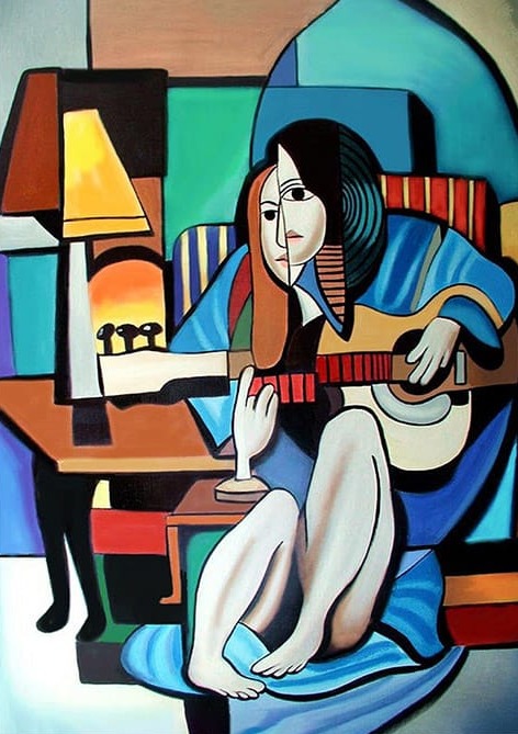 Gitar Çalan Kadın Dekoratif