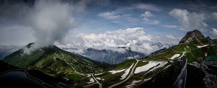 Gökyüzü Bulutlar Dağlar Panoramik