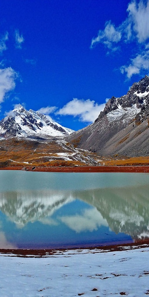 Göl Karlı Dağlar Panoramik