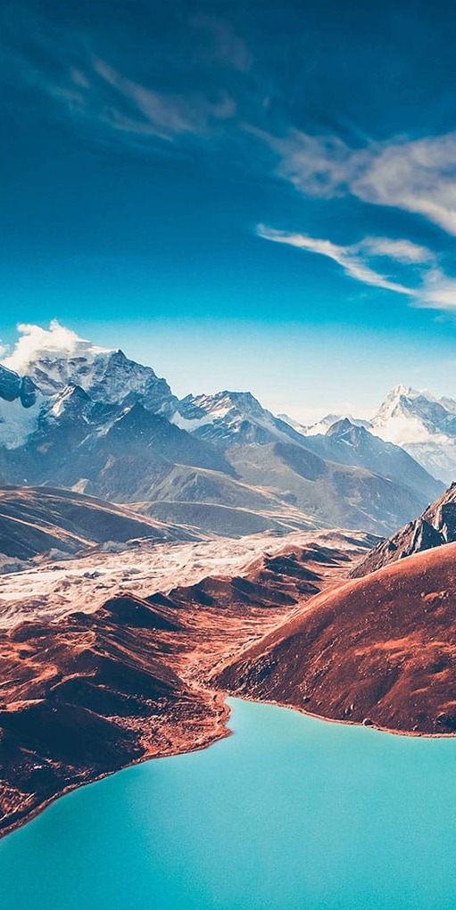Göl ve Sıralı Dağlar Vintage Panoramik