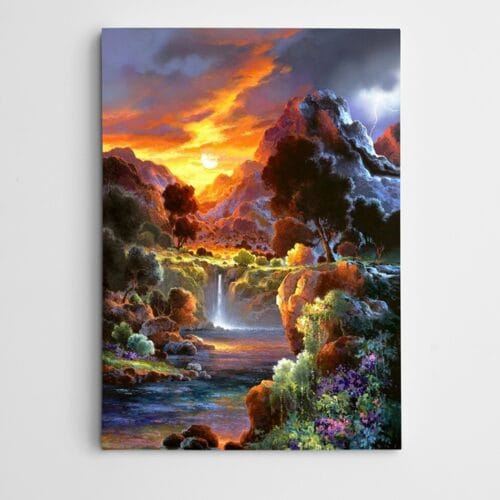 Gün Batımı ve Şelale Modern Sanat