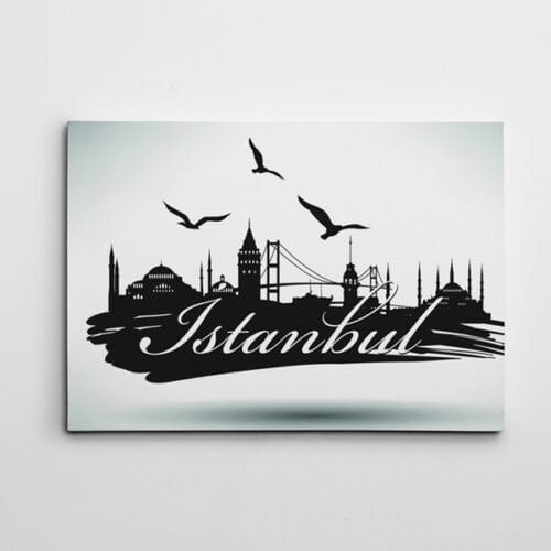 İstanbul Silüeti Siyah Beyaz
