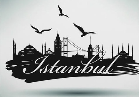 İstanbul Silüeti Siyah Beyaz