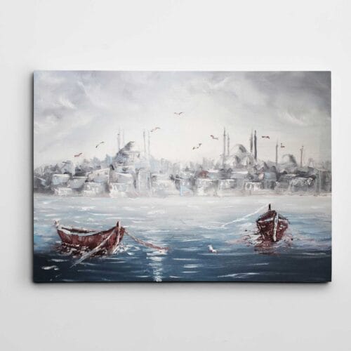 Kayıklar ve İstanbul Silueti