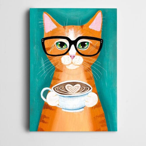 Kedi Gözlüklü Kahve İçerken