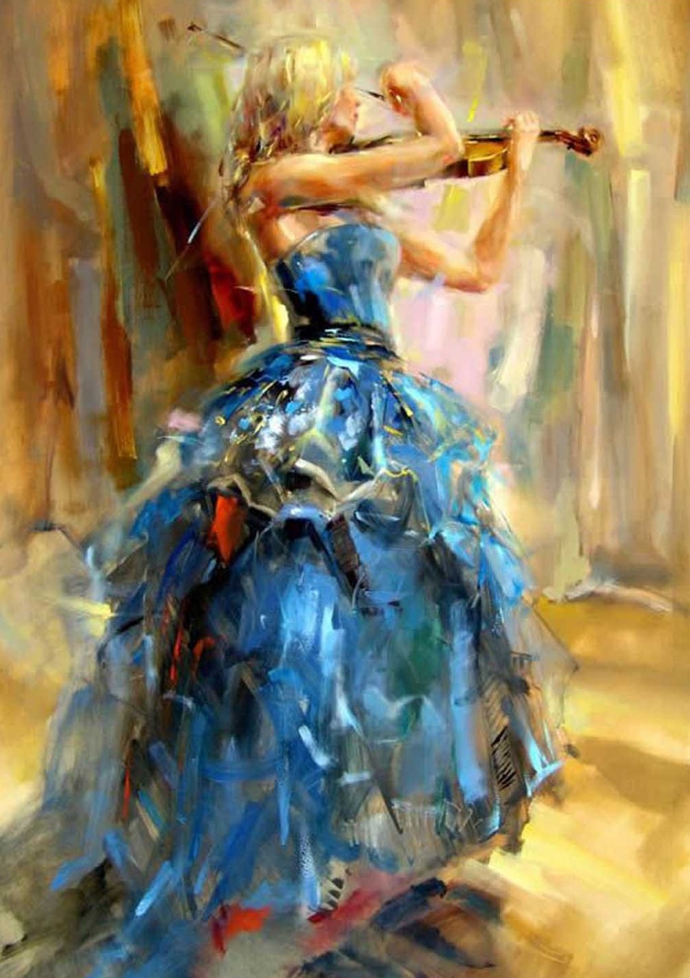 Keman Çalan Kadın Modern Sanat