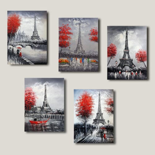 Kırmızı Paris Kolaj Parçalı