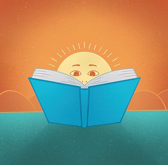 Kitap Okuyan Güneş Minimal Kare