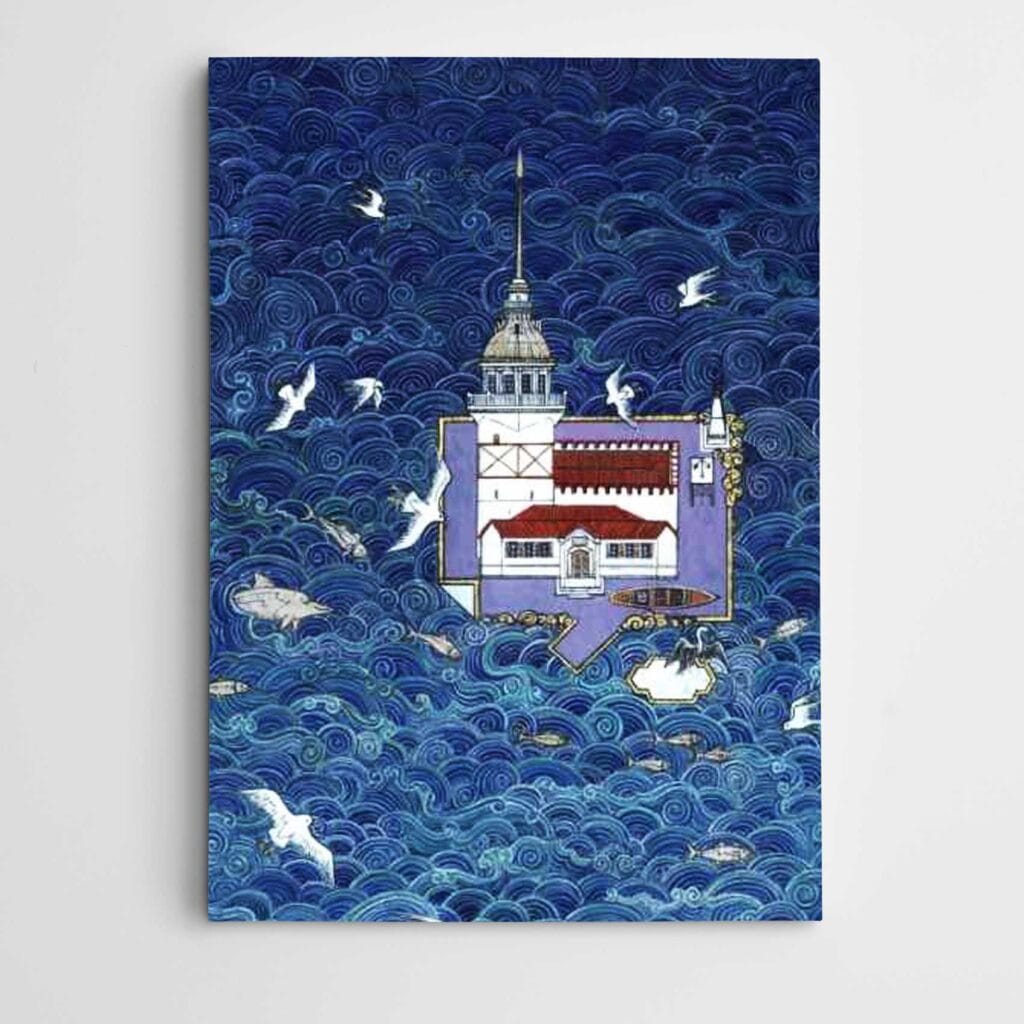 Kız Kulesi ve Martılar Sanat Tablosu kanvas tablo
