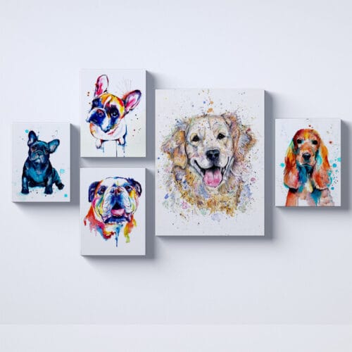 Renkli Köpekler Kolaj Parçalı