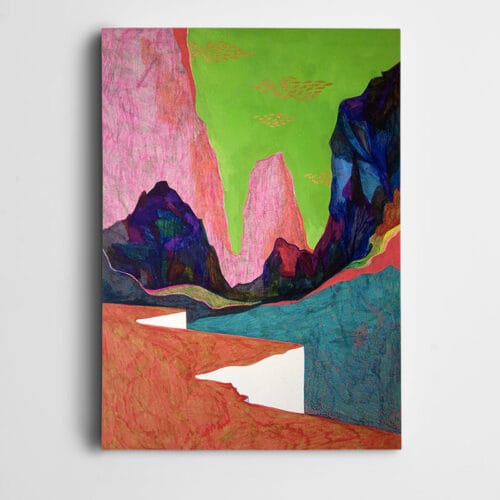 Pembe Lacivert Soyut