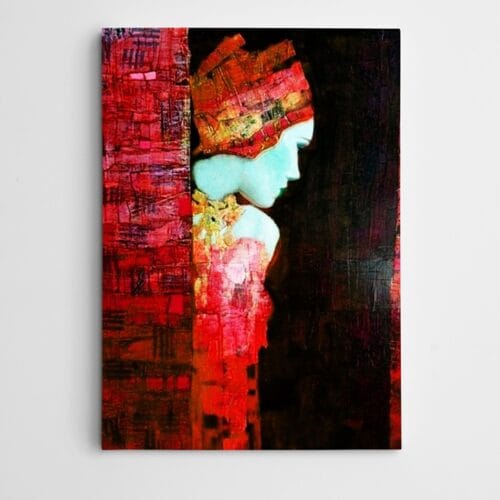 Kırmızılı Kadın Otantik Modern Sanat