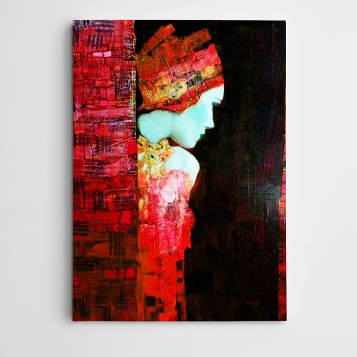 Kırmızılı Kadın Otantik Modern Sanat Tablosu kanvas tablo