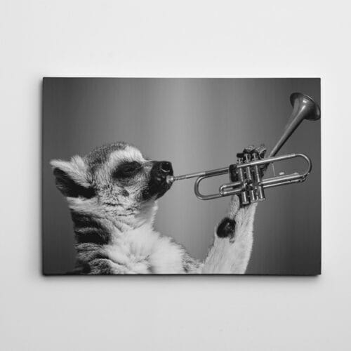Saksafon Çalan Köpek Siyah Beyaz