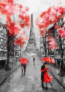 Şemsiyeler ve Paris Modern Sanat Tablosu