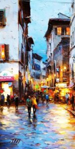 Sokak ve Işıklar Panoramik Tablo