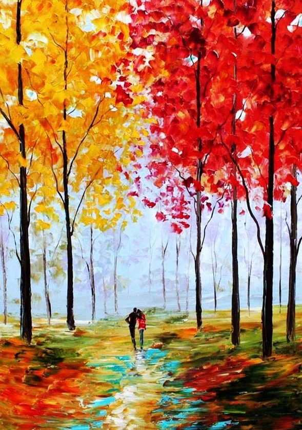 Sonbahar ve Sevgililer Modern Sanat