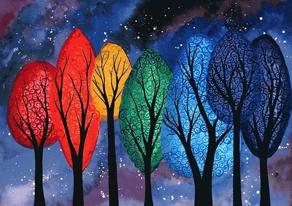 Ağaçlar ve Yıldızlar Modern Sanat