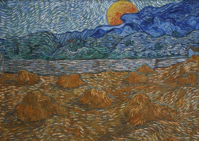 Vincent Van Gogh Landscape With Wheat Sheaves And Rising Moon