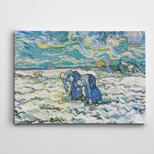 Vincent Van Gogh Zwei Grabende Bäuerinnen Auf Schneebedecktem Feld