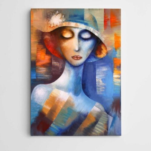 Şapkalı Kadın Portesi Modern Sanat