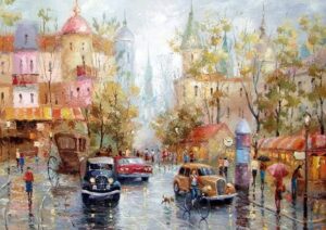Yağmurlu Gün Modern Sanat Tablosu