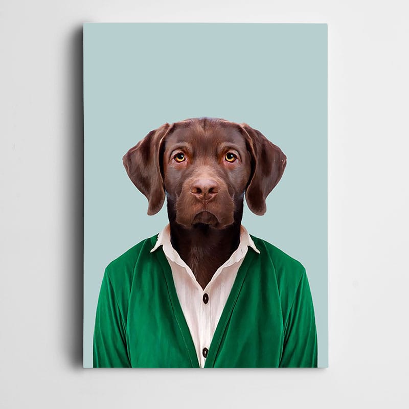 Yeşil Üstlü Köpek Tablosu kanvas tablo