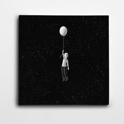 Yıldızlar Arasında Balon ve Adam Minimal Kare