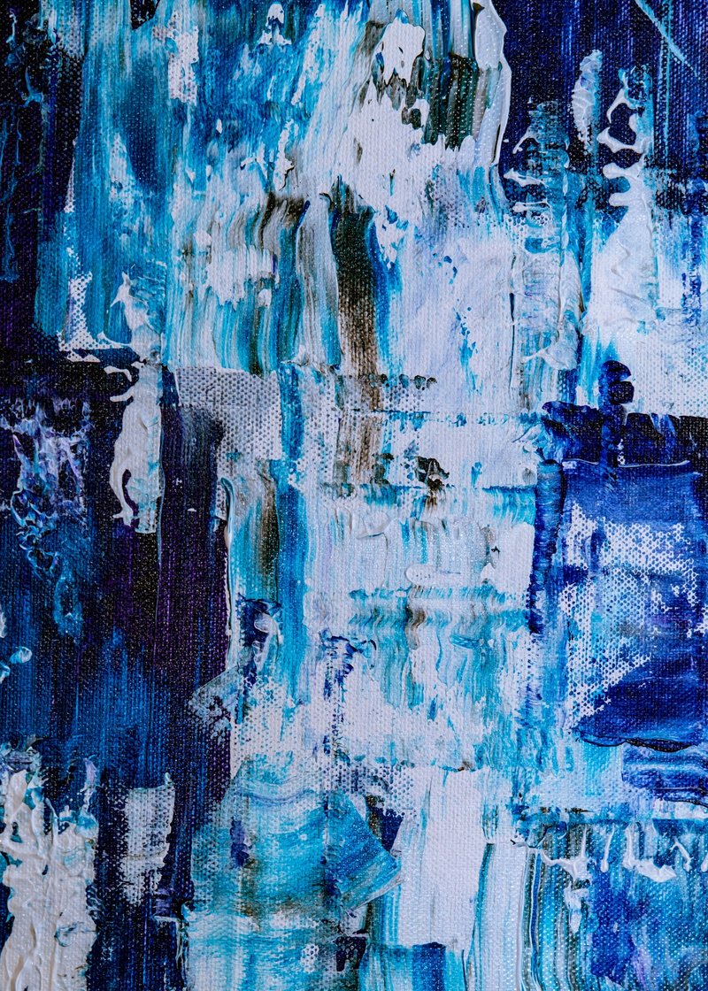 Açık Mavi Mavi Sıcak Leke Soyut Sanat Tablosu