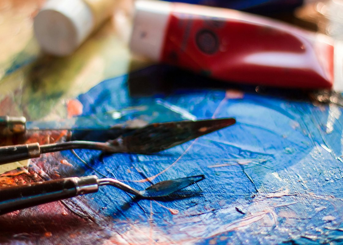 Açık Mavi Turuncu Cesaret Titreşim Soyut Sanat Tablosu