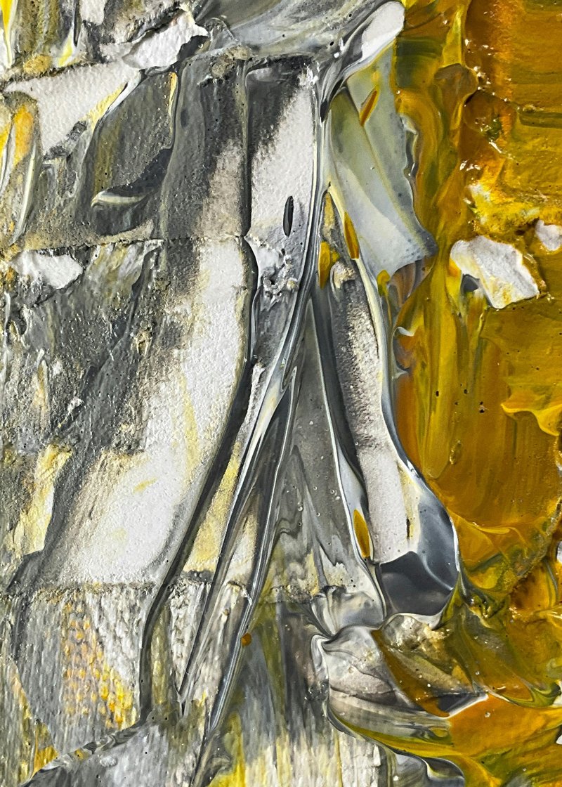Altın Gri Huzurlu Katman Soyut Sanat Tablosu