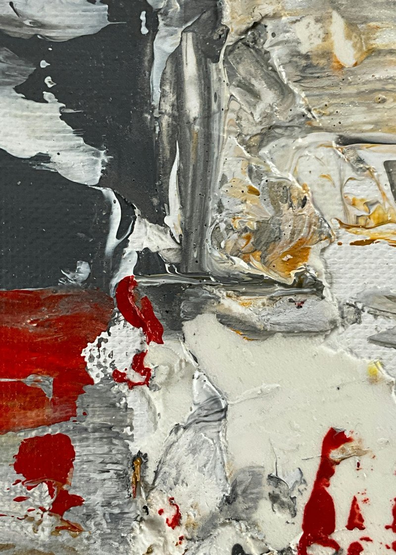Altın Kırmızı Derin Leke Soyut Sanat Tablosu
