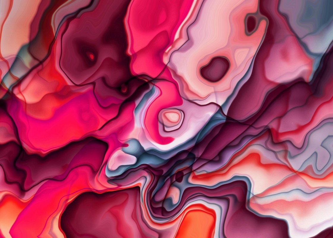Gul Kurusu Kırmızı Huzurlu Spiral Soyut Sanat Tablosu