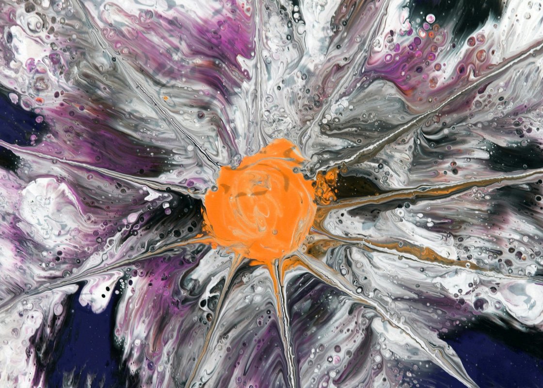 Gul Kurusu Turuncu Modern Doku Soyut Sanat Tablosu