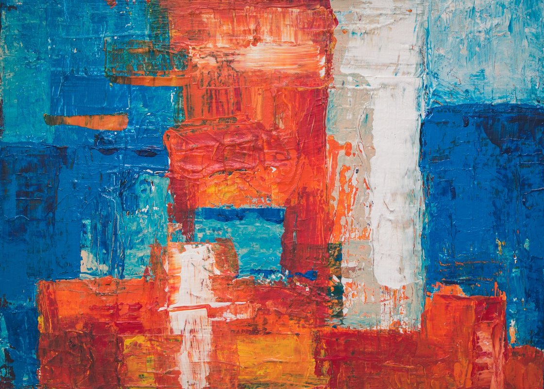 Kırmızı Koyu Mavi Özgür Katman Soyut Sanat Tablosu