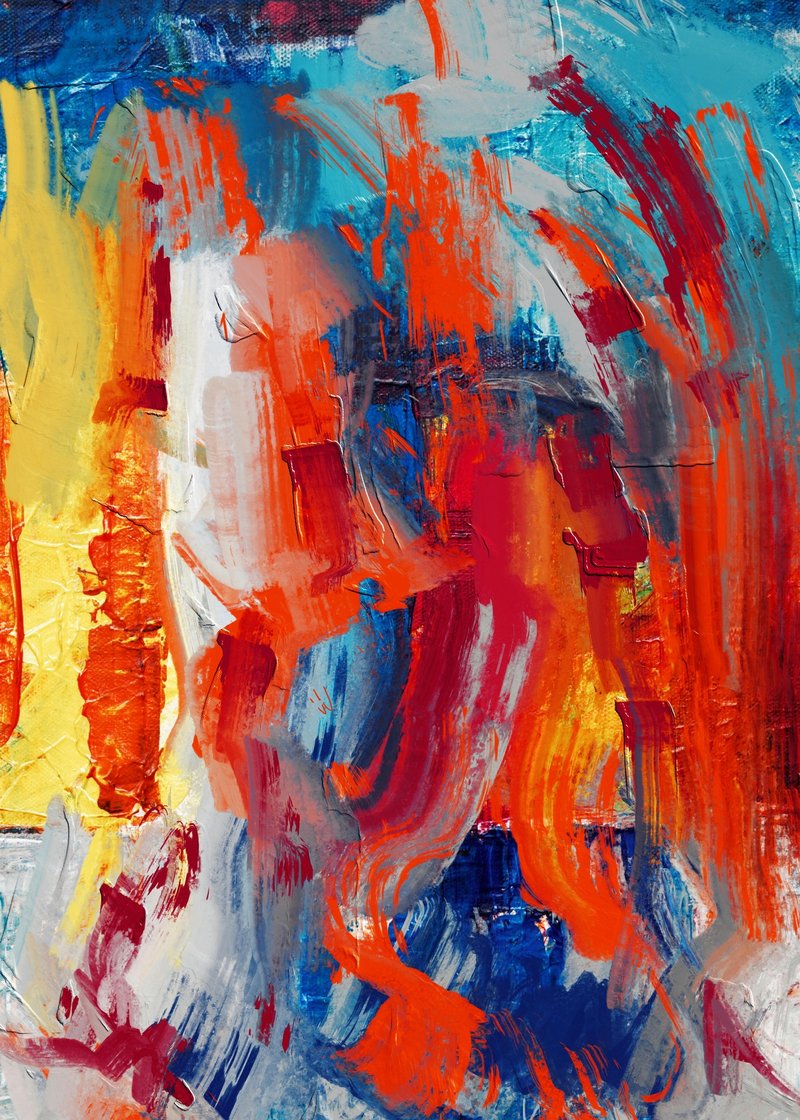 Kırmızı Koyu Mavi Tutku Rüzgar Soyut Sanat Tablosu