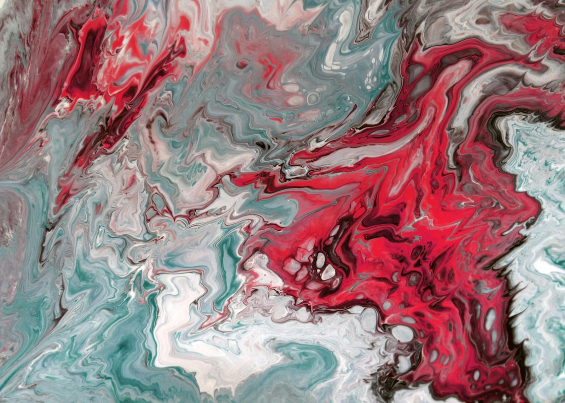 Kırmızı Turkuaz Derin Doku Soyut Sanat Tablosu