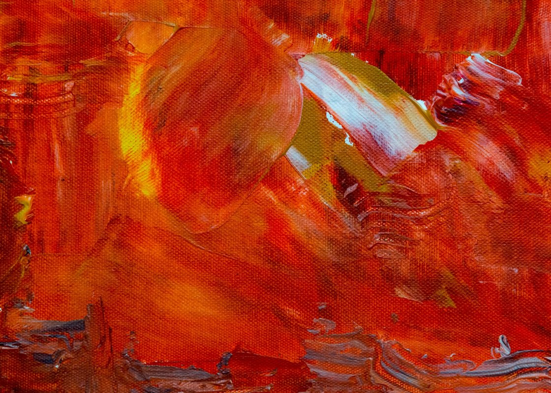 Kırmızı Turuncu Gizemli Fırça Soyut Sanat Tablosu