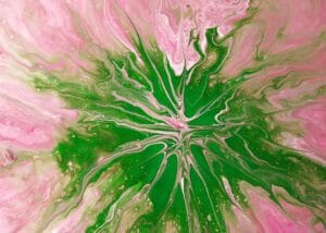 Kırmızı Yeşil Özgür Spiral Soyut Tablo