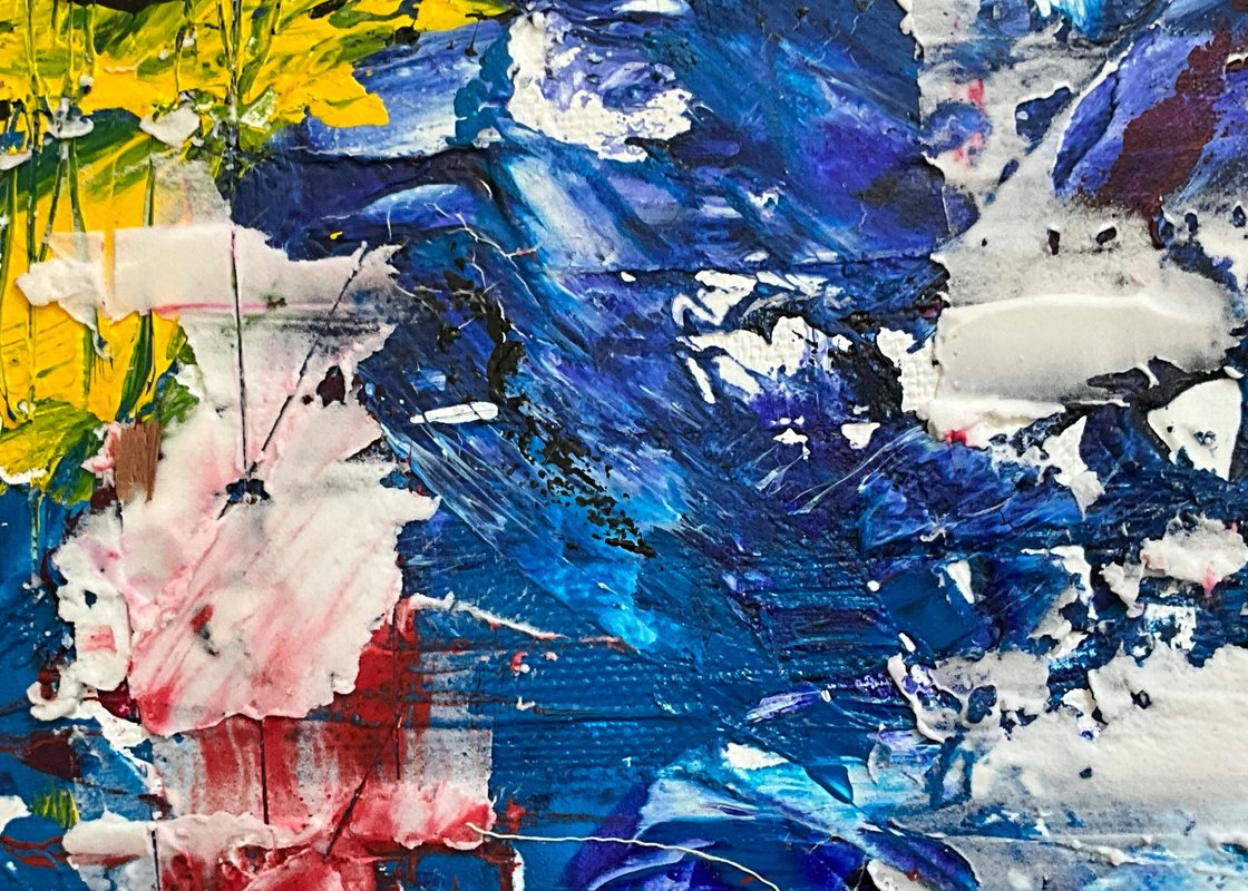 Koyu Mavi Açık Mavi Gizemli Hareket Soyut Sanat Tablosu