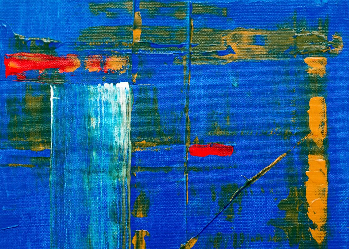 Mavi Turkuaz Doğa Gecis Soyut Sanat Tablosu
